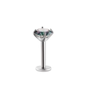 Titanium flat back stud with iridescent round cubic zirconia in a silver finish - Silver Base Rainbow Zirconia (576-6#)