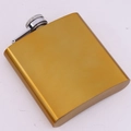 Compact 6oz golden stainless steel hip flask with secure screw cap and polished finish - Gold