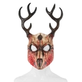 Halloween Hirschschädel-Maske mit braunem Geweih und realistischen Kunstblutflecken - Blutige Schafsknochenmaske