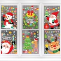 Lot de stickers de fenêtre de Noël avec Père Noël, renne et bonhomme de neige décoratifs - Ensemble Principal BQ131-136 (6 feuilles)