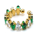 Anillo ajustable de acero 18K con circonitas de corte marquesa verdes y blancas - Zyg369 Blanco Y Verde / Diseño Abierto Ajustable