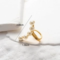 Detailed view of a gold-plated butterfly cartilage ear clip with white pearls and dimensions - Pearl Style / 1# Golden