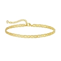 Gold stainless steel paperclip chain bracelet with zircon charm and lobster clasp - Gold 6 (Flat Chain)