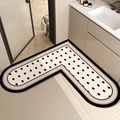 L-shaped beige absorbent bathroom corner mat with black dots and anti-slip backing - L-shaped Heart Design - M / 60*60cm [standard Diatomaceous Earth Wall]