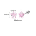 Boucles d'oreilles étoiles roses avec base argentée et dimensions détaillées - Étoile Rose / 5mm