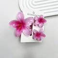 Pink gradient frangipani hair clip set with three pieces in marble floral resin - Peach Blossom Color Set (includes Card)