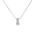 Silver puffed letter necklace with cubic zirconia pave pendant on box chain - Letter I/Peanut / Silver