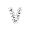 Sparkling silver alloy letter V charm with clear rhinestones for DIY pet collars - 10mm / Letter V with Rhinestone