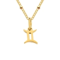 Collier signe Gémeaux doré avec chaîne à billes et finition polie sur fond blanc - Gémeaux / 1 Pièce / Or