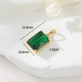 Deep green rectangular emerald-cut gemstone pendant with 14K gold-plated base - Green