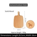 Japanese beech wood bread board with horse engraving and hanging rope 26.5cm - Horse Logo / Bread Board-Version C-Whole Wood