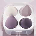 Set of four teardrop-shaped makeup sponges in purple tones with clear storage box - 4 Pcs Boxed Purple Series