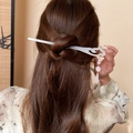 Épingle à cheveux élégante style chinois avec corps en résine et pompon fleur rose - 5# Épingle à cheveux-Blanc Rose (Pendentif rose motif Ruyi)