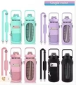 Large capacity sports water bottle with strap in mint, lavender, pink, and black - Violet