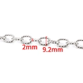 Silver stainless steel twisted oval chain link, 2mm thickness and 9.2mm link length - Steel Color Spiral Oval Chain 9.2mm