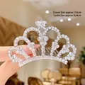 Pettine per capelli a corona d'argento con strass e farfalla, dimensioni 7x5cm - 16# Pettine per Capelli in Strass a Farfalla (Medio)