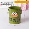 Grass green minimalist iron desk organizer with 3D cartoon face, size 9x11.5cm - Retro Green with Mouth and Letter Stickers / Vintage Green
