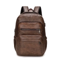 Vintage brauner PU-Lederrucksack mit Multi-Taschen-Design und externem USB-Ladeanschluss - Kaffeebraun