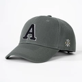 Detail of embroidered letter A on a dark gray twill cotton baseball cap for women - Dark Gray