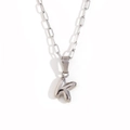 Silver uppercase letter K pendant necklace in minimalist bubble style with thin chain - Silver-K