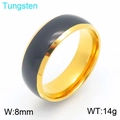 Anello in tungsteno bicolore 8mm con centro nero opaco e bordi interni dorati - US 8 / Oro nero
