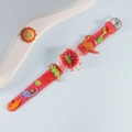 Kids 3D cartoon dinosaur quartz watch with red silicone strap and stereoscopic pattern - Dinosaur / Red