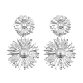 Polished silver floral earrings featuring a double-layered daisy petal design - Stacked Flower Pendant Silver (N-839)