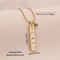 Goldene Edelstahl Halskette mit rechteckigem Anhänger, blauem Auge und Glücksbringern - Weiß