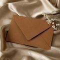 Brown textured paper envelope on champagne silk background with dried white flowers - Linen Coffee 10pcs/pack / Coffee