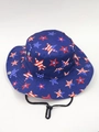 Detail of wide brim boonie hat with star patterns and adjustable chin strap - Pentagram