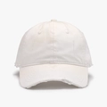 Gorra de béisbol de algodón marfil con detalles desgastados vintage para aire libre - Blanco