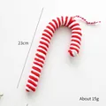 Plush red and white candy cane ornament with spiral texture and hanging cord, 23cm - Large Cane