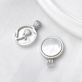 Macro-opname van 18k vergulde parelmoer roos hanger en ronde bedel voor sieraden - 04# Ronde Effen Set K-Goud
