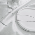 Detailed view of S925 sterling silver ball chain with lobster clasp on silk fabric - 45cm / Beaded Chain / Silver
