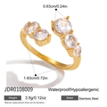 Detalle del anillo de acero inoxidable oro 18K con dimensiones y circonitas blancas - Estilo Redondo Abierto de 5 Piedras(JDR0108009)
