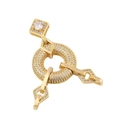 Golden square zircon connector with clear pavé stones for jewelry bracelets and necklaces - Style-L0303-A (Gold 3-Arm Pave Clasp)