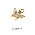 Gold butterfly pendant charm with micro-inset zircons for jewelry making, 12x10mm size - Style 15