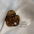 Pinza para el cabello en acrílico marrón ámbar con resorte dorado para peinados elegantes - Marrón