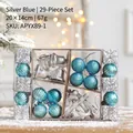 Set di 29 palline di Natale argento e blu in confezione regalo trasparente per albero - Blu Argento Set di 29