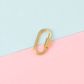 Detailed view of a gold oval stainless steel screw clasp on a soft pastel background - Style 1 / Gold