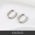 Polished silver stainless steel U-shape hoop earrings with 4.0x20x25mm size details - 4*20*25mm / Steel