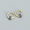 Chic gold hoop earrings featuring moveble blue zircon pave charms for women - 925 Silver / Gold (Blue Zirconia)