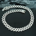 14mm silver iced-out rhombic Cuban chain with clear crystals and box clasp closure - 16inch (40cm) / Silver