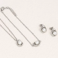Silver stainless steel jewelry set featuring pea-shaped pearls with necklace and earrings - Silver