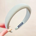 Handmade light green ribbed sponge headband with a wide edge and handmade inner label - Light Green