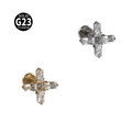 G23 titanium labret studs with zircon cross top in gold and silver finishes - NO-10 (Cross)