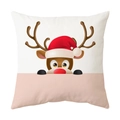 Square Christmas cushion cover with a cute cartoon reindeer pattern on white background - Style 26 / 18x18 Inch