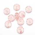 Faceted light pink crystal glass spacer beads with large hole for DIY jewelry making - 8*14MM Coreless / Rose Red