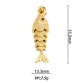 Articulated gold fish pendant detail with dimensions showing 33.2mm height and red eye - Scale Pattern Fish