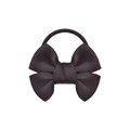 Detail of a black ribbon bow hair tie with smooth textile texture on white background - Black